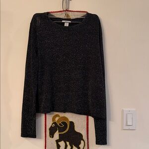 Gorgeous “bar III” Black Top With Silver Sparkles in Material